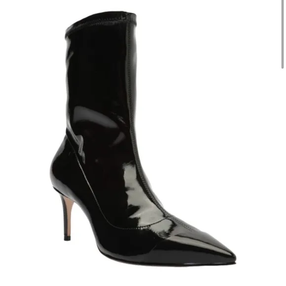 Schutz Luh Mid Black Elastic Pull On Pointed Toe Stiletto Mid HeelAnkle size 8