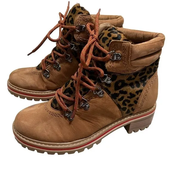 SCHUTZ Women’s Keida Calf Hair Boots Suede Animal print Size 6 NWT!