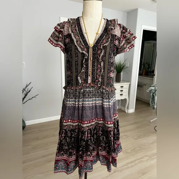 SEA NEW YORK | Brooke Border FlutterSleeve Dress Sz XS