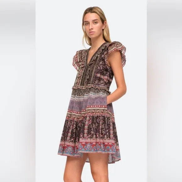 SEA NEW YORK | Brooke Border FlutterSleeve Dress Sz XS