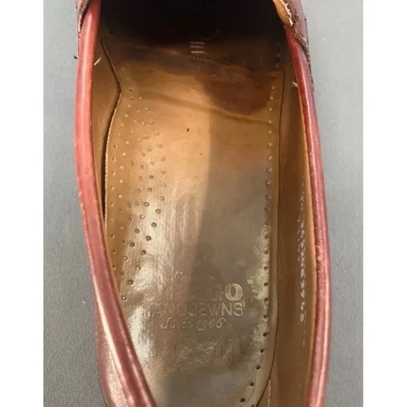 Sebago Men's Hand-sewn Leather Loafers Size 10 Brown Classic Slip-On Dress Shoe