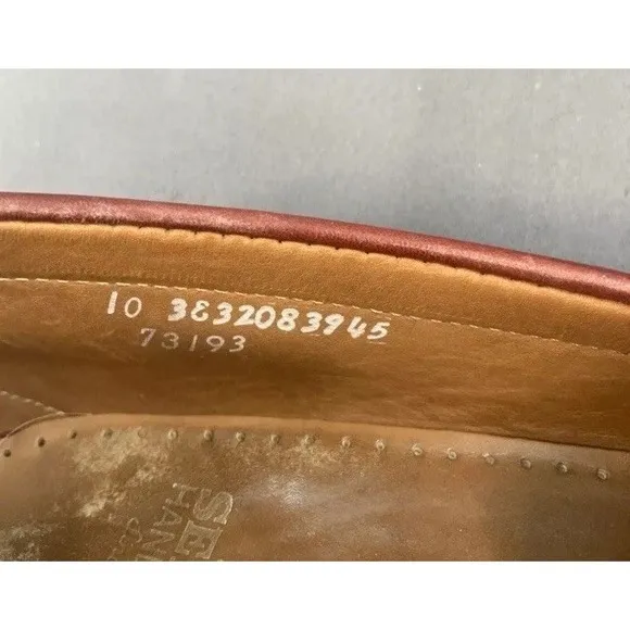 Sebago Men's Hand-sewn Leather Loafers Size 10 Brown Classic Slip-On Dress Shoe