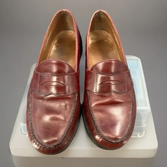 Sebago Men's Hand-sewn Leather Loafers Size 10 Brown Classic Slip-On Dress Shoe