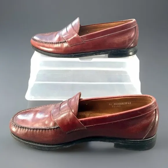 Sebago Men's Hand-sewn Leather Loafers Size 10 Brown Classic Slip-On Dress Shoe