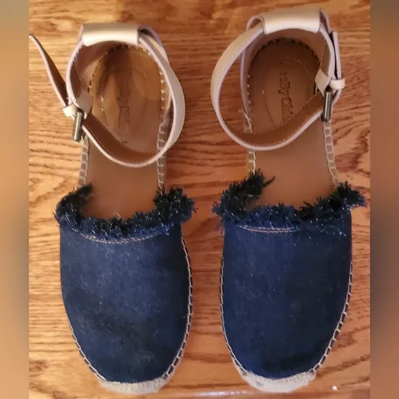 See By Chloe Denim Colorblock Pattern Espadrilles