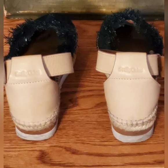 See By Chloe Denim Colorblock Pattern Espadrilles