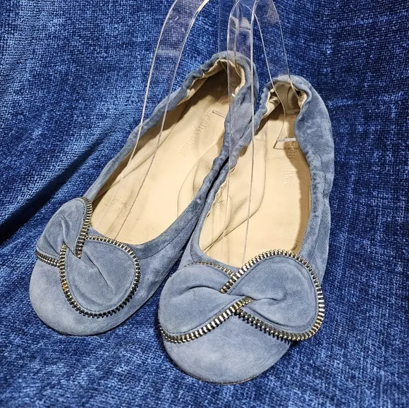 See by Chloe Periwinkle Blue Suede Big Bow Zipper Flats EU 40 US 9