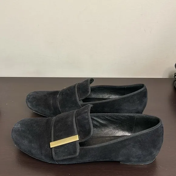 See By Chloe Shoe Womens Black Suede Top Strap Slip On Loafers Sz 40 US 10