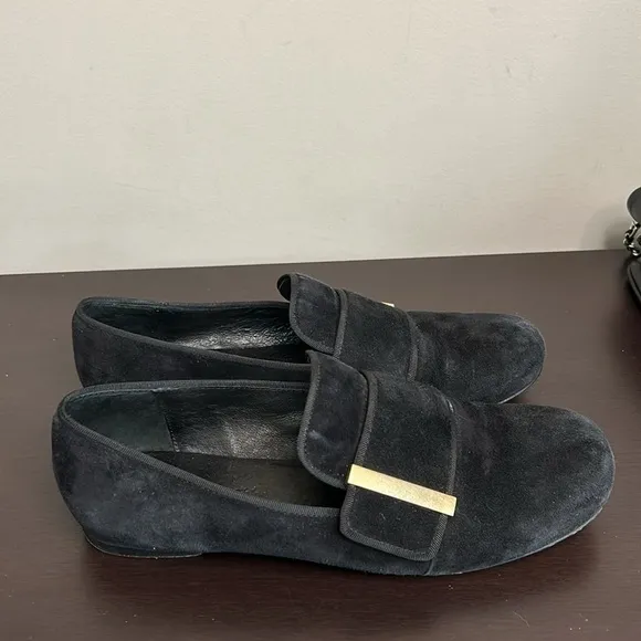 See By Chloe Shoe Womens Black Suede Top Strap Slip On Loafers Sz 40 US 10
