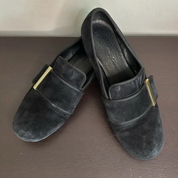See By Chloe Shoe Womens Black Suede Top Strap Slip On Loafers Sz 40 US 10