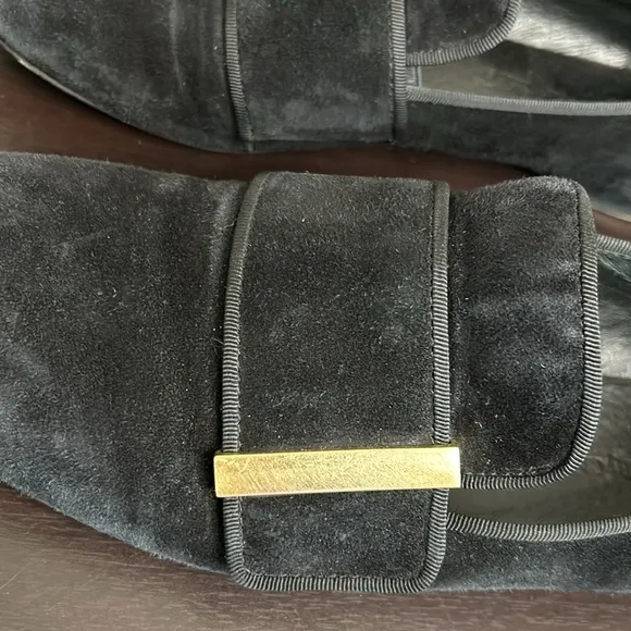 See By Chloe Shoe Womens Black Suede Top Strap Slip On Loafers Sz 40 US 10