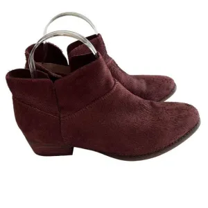 Seychelles Anthropologie Suede Snare Towel Ankle Boots Size 7.5 Burgundy
