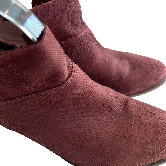 Seychelles Anthropologie Suede Snare Towel Ankle Boots Size 7.5 Burgundy