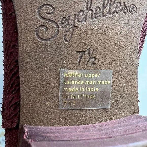 Seychelles Anthropologie Suede Snare Towel Ankle Boots Size 7.5 Burgundy