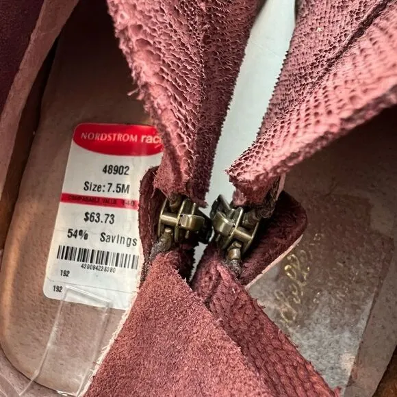 Seychelles Anthropologie Suede Snare Towel Ankle Boots Size 7.5 Burgundy