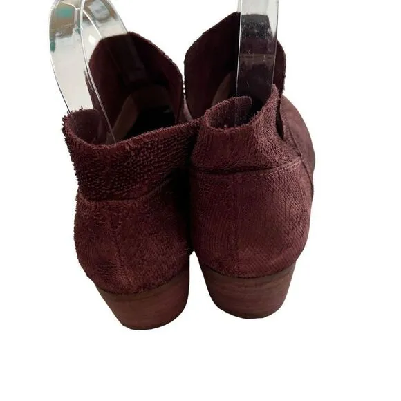 Seychelles Anthropologie Suede Snare Towel Ankle Boots Size 7.5 Burgundy