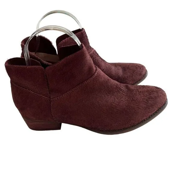 Seychelles Anthropologie Suede Snare Towel Ankle Boots Size 7.5 Burgundy