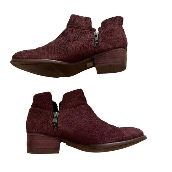 Seychelles Anthropologie Suede Snare Towel Ankle Boots Size 7.5 Burgundy