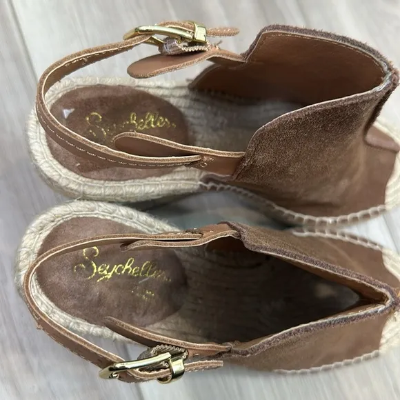 Seychelles charismatic brown suede leather wedge espadrilles size 6.5