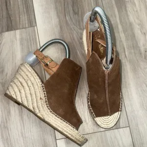 Seychelles charismatic brown suede leather wedge espadrilles size 6.5