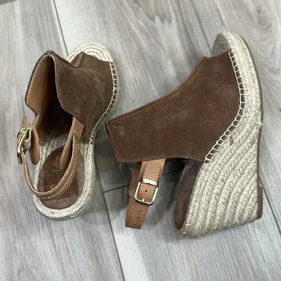 Seychelles charismatic brown suede leather wedge espadrilles size 6.5