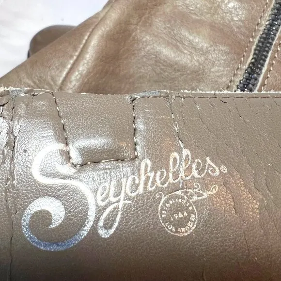 Seychelles Tall Leather Women's Boots-Aztec Inside Fabric-Size 10-Taupe-Zip Up