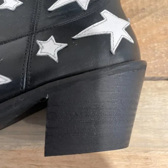 Seychelles Under the Stars Black White Leather Ankle Zip Boots size 8