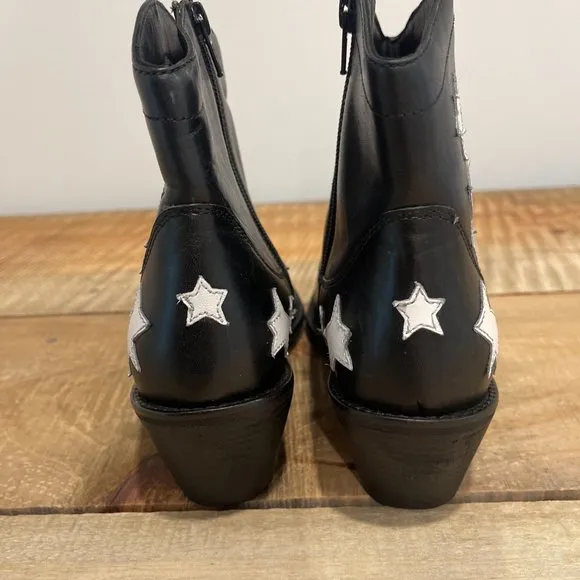 Seychelles Under the Stars Black White Leather Ankle Zip Boots size 8