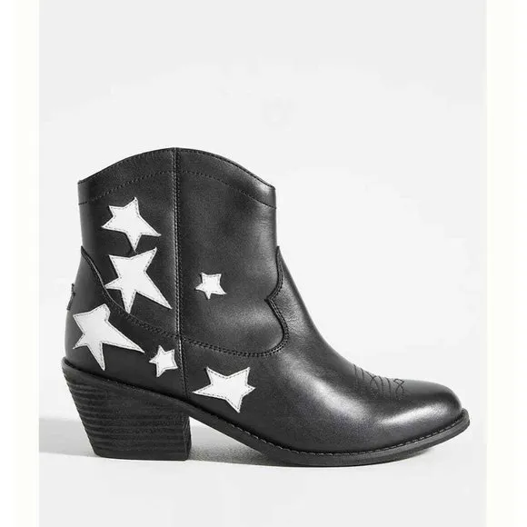 Seychelles Under the Stars Black White Leather Ankle Zip Boots size 8