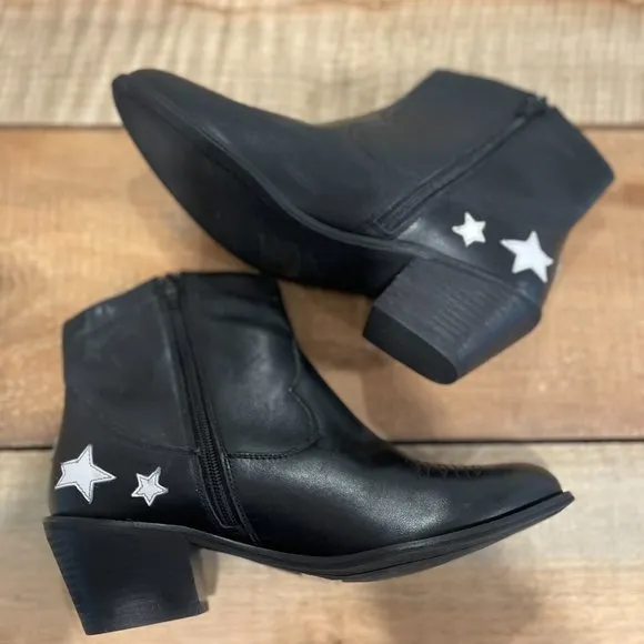 Seychelles Under the Stars Black White Leather Ankle Zip Boots size 8