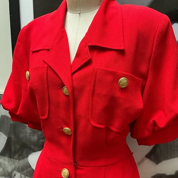 Shirt dress bright Red Emporio Oleg Cassini button down