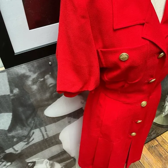 Shirt dress bright Red Emporio Oleg Cassini button down