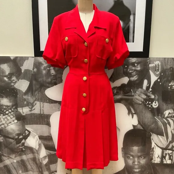 Shirt dress bright Red Emporio Oleg Cassini button down