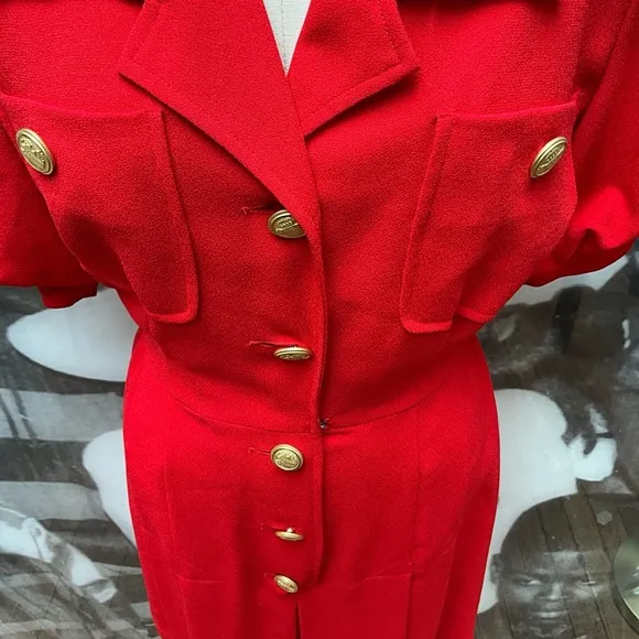 Shirt dress bright Red Emporio Oleg Cassini button down
