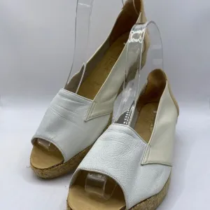 Shoe Strings Espadrilles White and Cream Leather Size 7.5 New