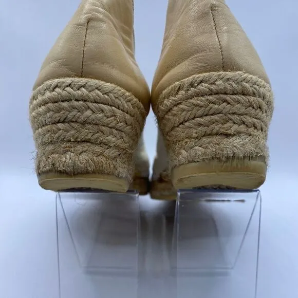 Shoe Strings Espadrilles White and Cream Leather Size 7.5 New