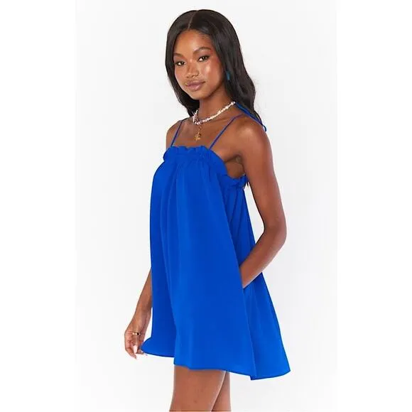 Show Me Your Mumu Angel Mini Dress in Bright Blue Medium