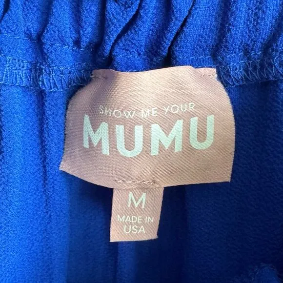 Show Me Your Mumu Angel Mini Dress in Bright Blue Medium