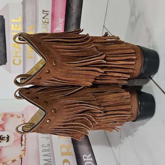 Shyanne Double Fringe Snip Toe Suede Western Boots