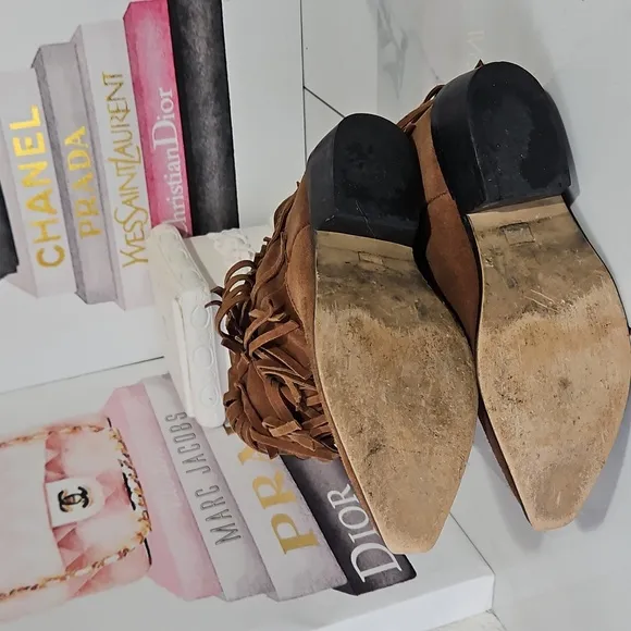 Shyanne Double Fringe Snip Toe Suede Western Boots