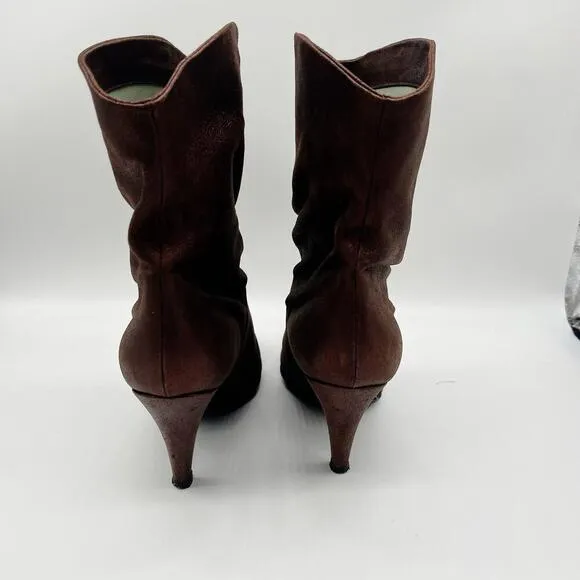 Sigerson Morrison Womens Metallic Brown Mid-Calf Heeled Boots Size 10