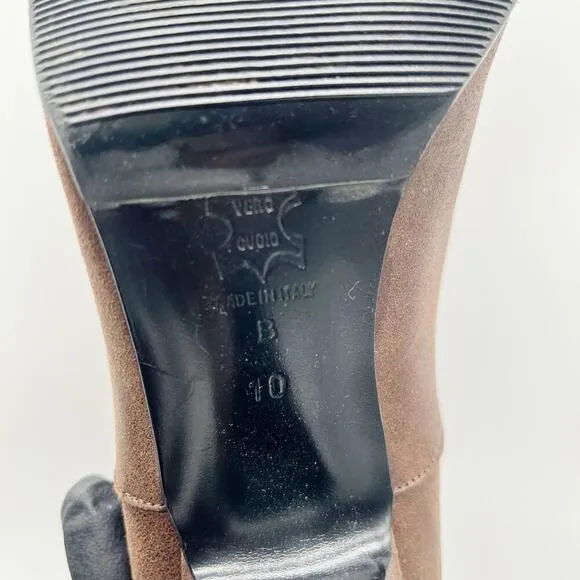 Sigerson Morrison Womens Metallic Brown Mid-Calf Heeled Boots Size 10