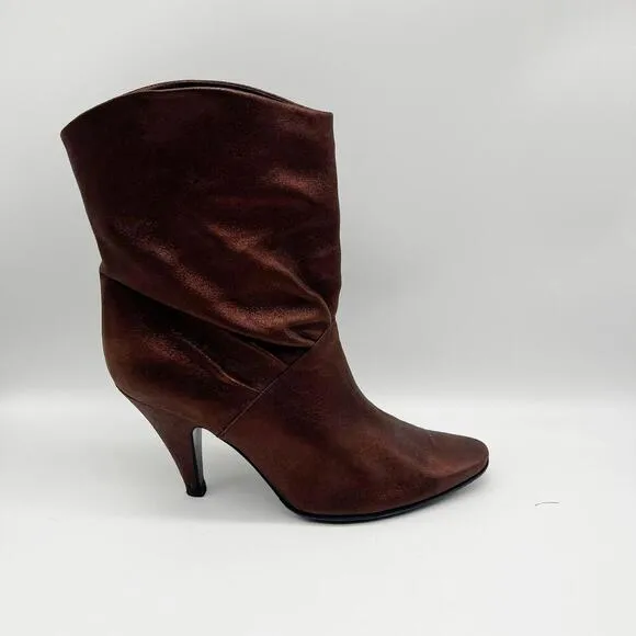 Sigerson Morrison Womens Metallic Brown Mid-Calf Heeled Boots Size 10