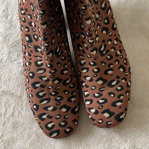 SILENT D Leopard Knit Sock Boots