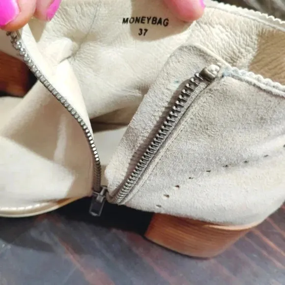Silent D Moneybag Ankle Boots Tawny Suede Leather Beige Anthropologie 6.5