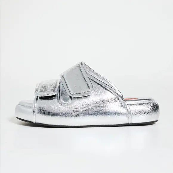 Simon Miller F203 Cro Slides Silver Size 39 NEW in box metallic sandals