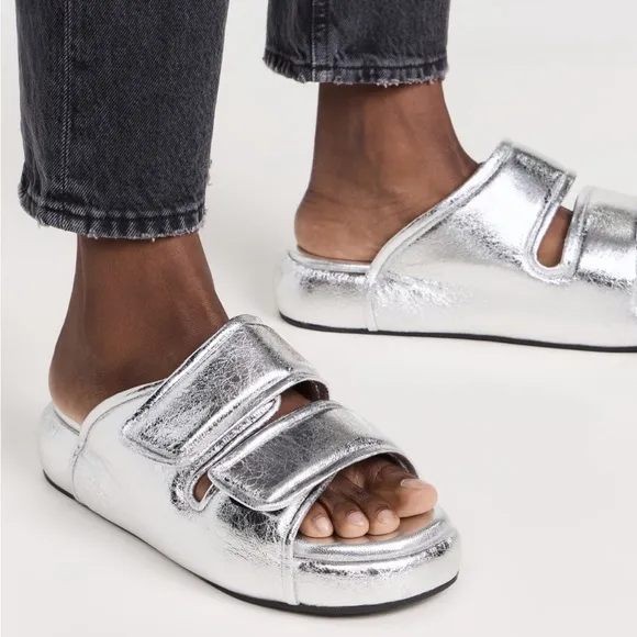 Simon Miller F203 Cro Slides Silver Size 39 NEW in box metallic sandals