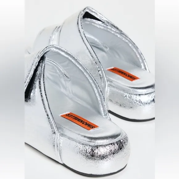 Simon Miller F203 Cro Slides Silver Size 39 NEW in box metallic sandals
