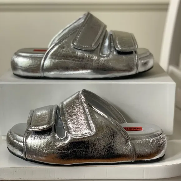 Simon Miller F203 Cro Slides Silver Size 39 NEW in box metallic sandals