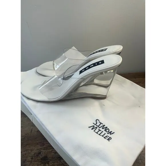 SIMON MILLER‎ Women's Ghost Clear Wedge Thong Sandals 38